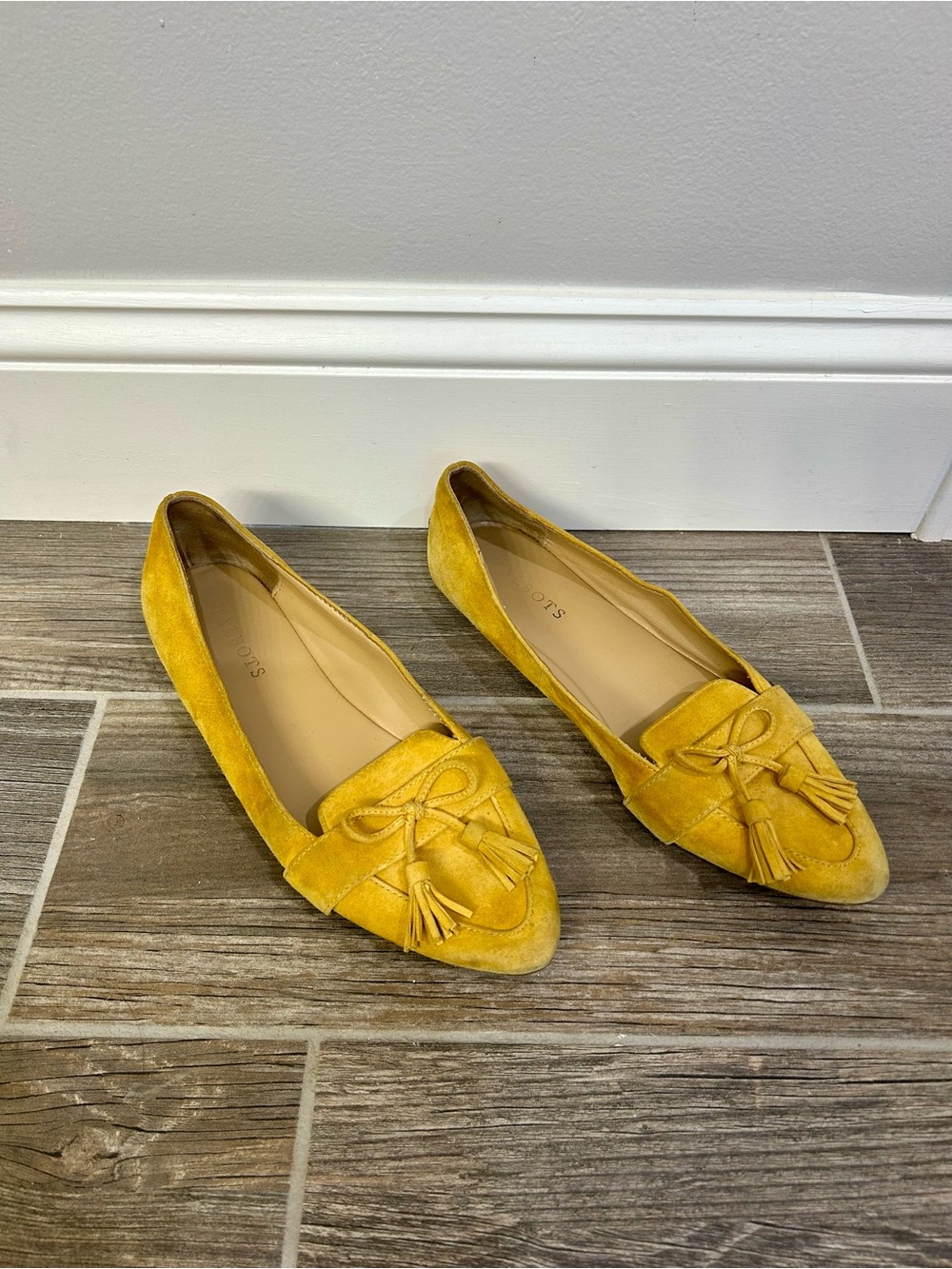Talbots Mustard Yellow Suede Tassel Loafers